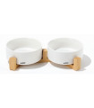 Comedero Doble Ceramica Blanco
